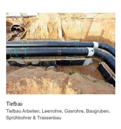 Tiefbau Arbeiten Leerrohre Gasrohre für 74226 Nordheim
